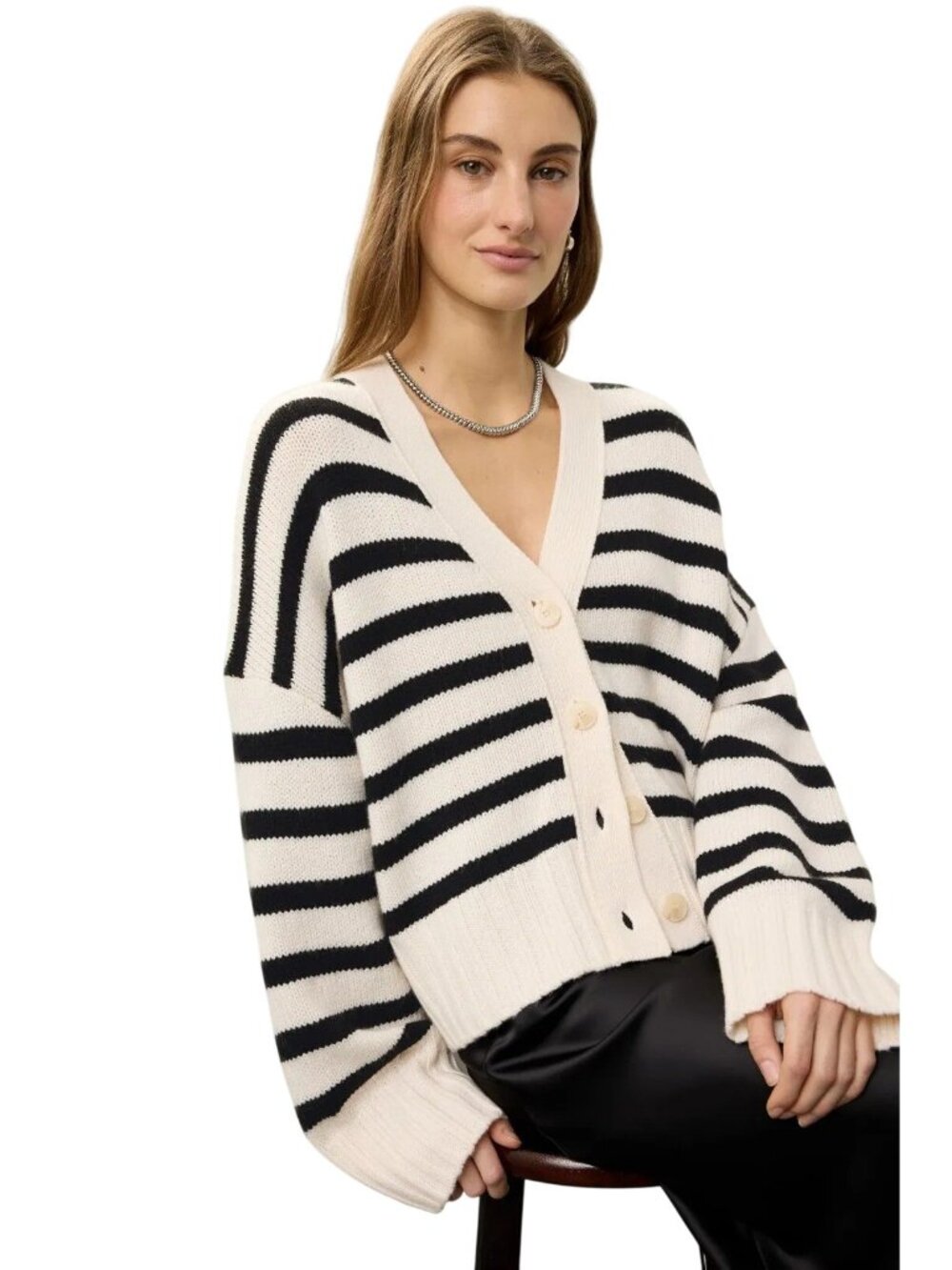 TOCCIN Striped Beach Cardigan in XSmall Womens Knit Sweater